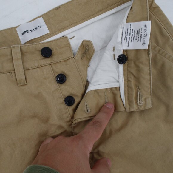 Norse Projects Shorts Men's 31 Aros Heavy Chino 8" Flat Front Cotton Button Fly - Picture 7 of 12